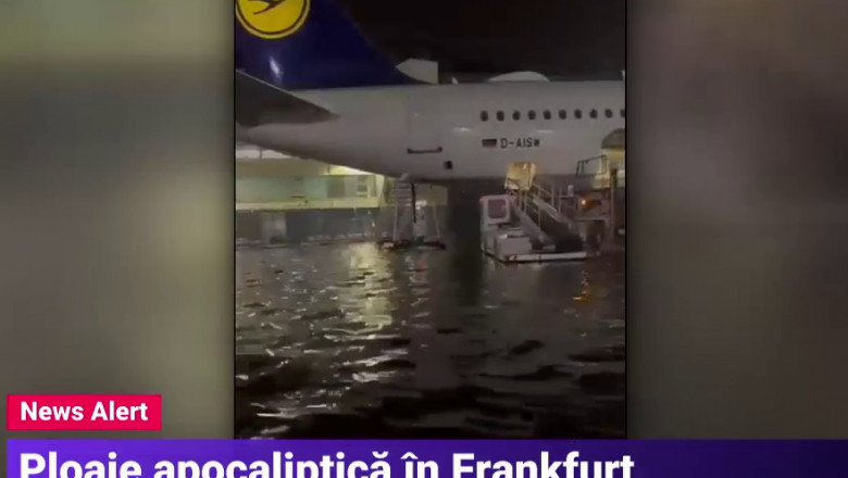 Photo of video | Haos pe aeroportul din Frankfurt după o ploaie torențială: Pista a fost complet inundată, iar pasagerii au rămas blocați în avioane